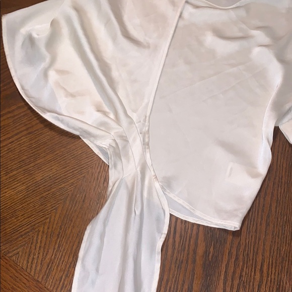 Express Silky Cream Wrap V Neck Peasant Sleeve Blouse Shirt Formal Office XS - Picture 12 of 13
